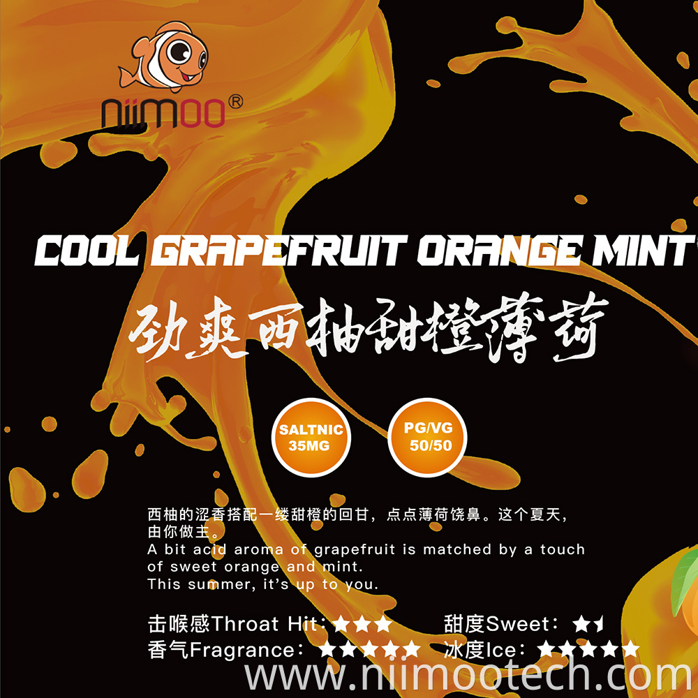 Cool Grapefruit Orange Mint Flavored E-Cigarette